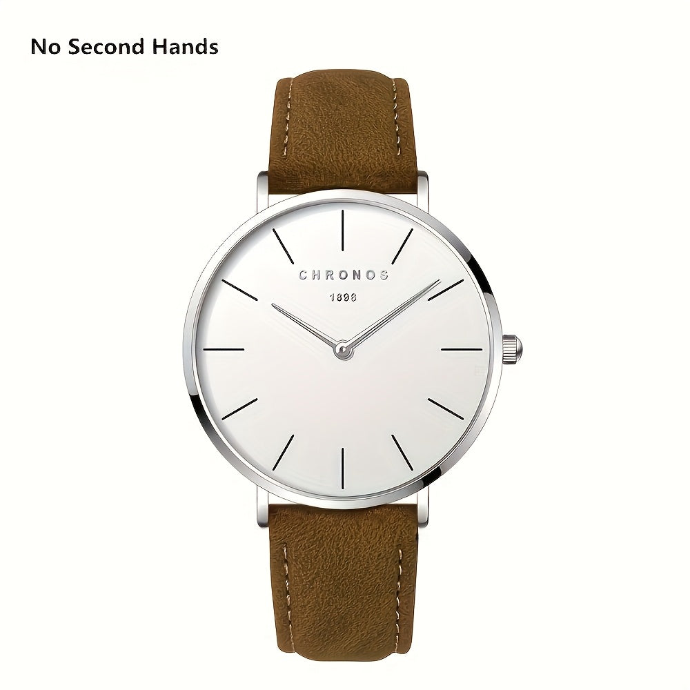 CHRONOS Men'S Classic Minimalist Watch - High Quality up to 30m, Quartz Movement Watch with Black Strap, Everyday & Formal Wear for Business, Sports, Gifts - Ideal for Men, Students, Professionals - Birthday/Christmas Present