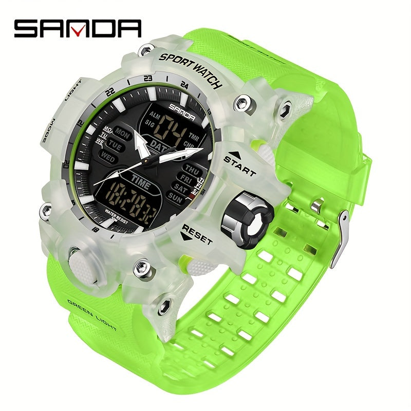 SANDA Sport Watch - Multi-Functional 24-Hour Digital Display, 50m Waterproof, Durable Synthetic Resin Case & Rubber Strap, Ideal for Outdoor Activities, Sports Watch, Active Lifestyle Accessory, Modern Watch Design, Highquali