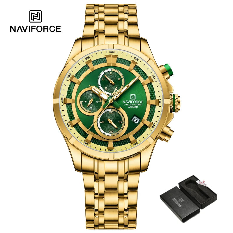 NAVIFORCE Men's Watch Luxury Business Luminous Waterproof Stainless Steel Strap Chronograph Quartz Wristwatch Relogio Masculino