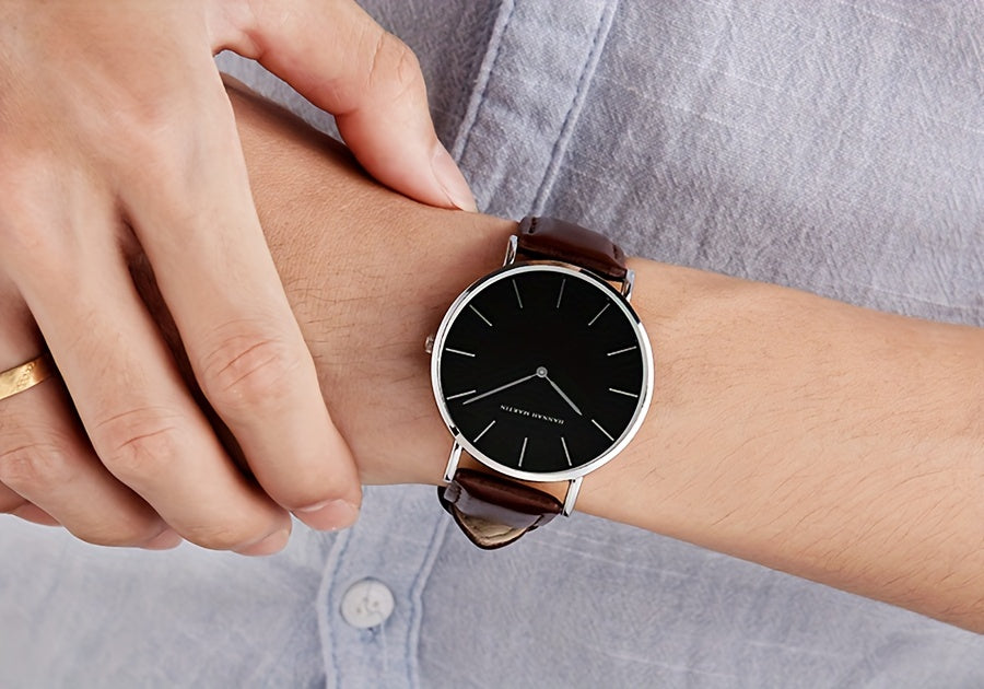 Hannah Brand Men'S Watch Features a Slim 6.9Mm Design with a Minimalist Dial, Perfect for Stylish Business Occasions.