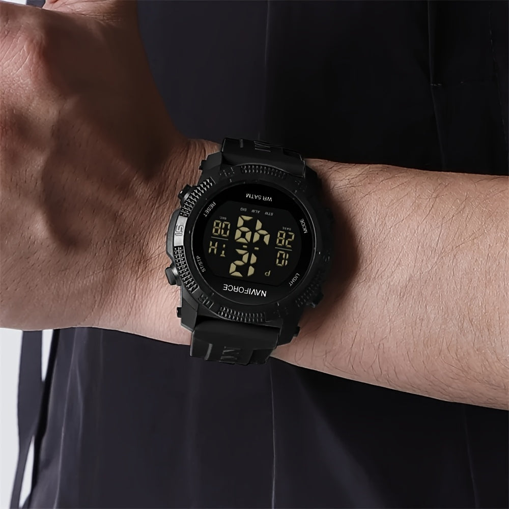 NAVIFORCE Men'S Sport Chronograph Watch - Black Dial with Date Display, Alarm, Stopwatch & GPS, Lightweight Design for Fitness & Outdoor Activities, Date Display Watch, Sleek Watch, Durable Watch