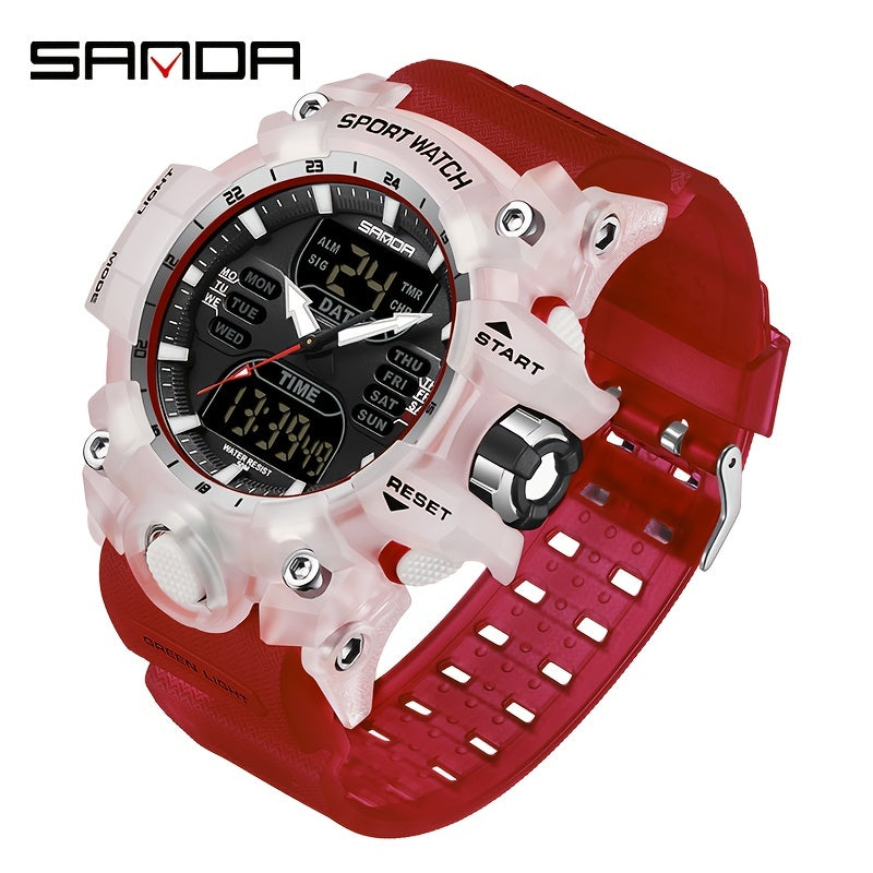 SANDA Sport Watch - Multi-Functional 24-Hour Digital Display, 50m Waterproof, Durable Synthetic Resin Case & Rubber Strap, Ideal for Outdoor Activities, Sports Watch, Active Lifestyle Accessory, Modern Watch Design, Highquali