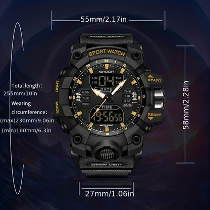SANDA Sport Watch - Multi-Functional 24-Hour Digital Display, 50m Waterproof, Durable Synthetic Resin Case & Rubber Strap, Ideal for Outdoor Activities, Sports Watch, Active Lifestyle Accessory, Modern Watch Design, Highquali
