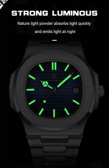 POEDAGAR High Quality Ultra-thin Calendar Quartz Business Men's Casual Watch