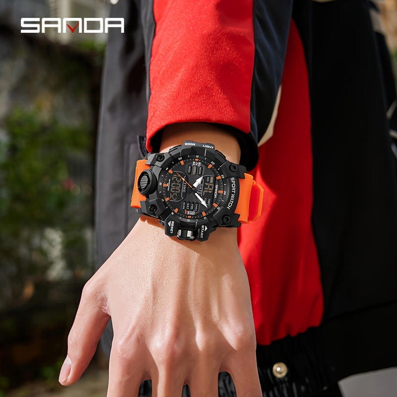 SANDA Sport Watch - Multi-Functional 24-Hour Digital Display, 50m Waterproof, Durable Synthetic Resin Case & Rubber Strap, Ideal for Outdoor Activities, Sports Watch, Active Lifestyle Accessory, Modern Watch Design, Highquali