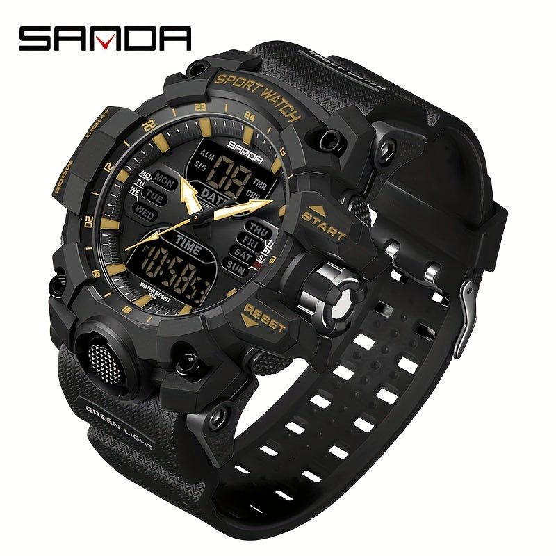 SANDA Sport Watch - Multi-Functional 24-Hour Digital Display, 50m Waterproof, Durable Synthetic Resin Case & Rubber Strap, Ideal for Outdoor Activities, Sports Watch, Active Lifestyle Accessory, Modern Watch Design, Highquali