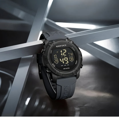NAVIFORCE Men'S Sport Chronograph Watch - Black Dial with Date Display, Alarm, Stopwatch & GPS, Lightweight Design for Fitness & Outdoor Activities, Date Display Watch, Sleek Watch, Durable Watch