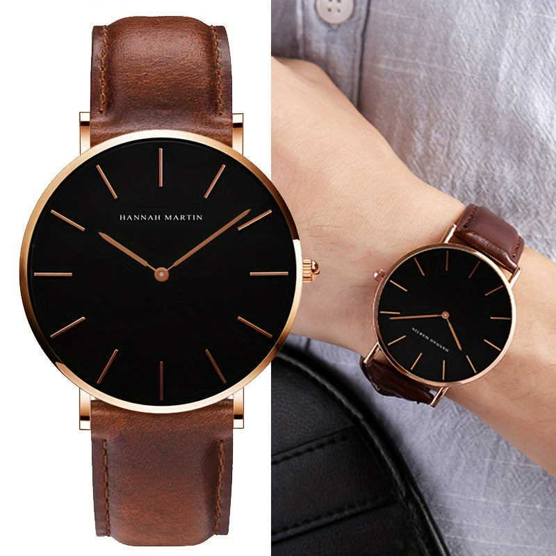 Hannah Brand Men'S Watch Features a Slim 6.9Mm Design with a Minimalist Dial, Perfect for Stylish Business Occasions.