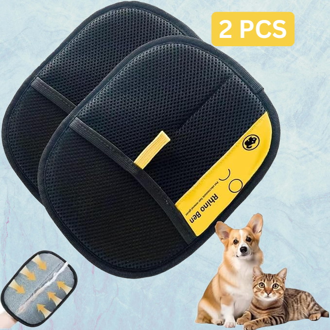 Pet Hair Remover Glove (2 Pcs) – Gentle Cat & Dog Grooming Brush | Deshedding & Reusable Lint Remover for Sofa, Clothes & Car | Washable Pet Supplies UAE