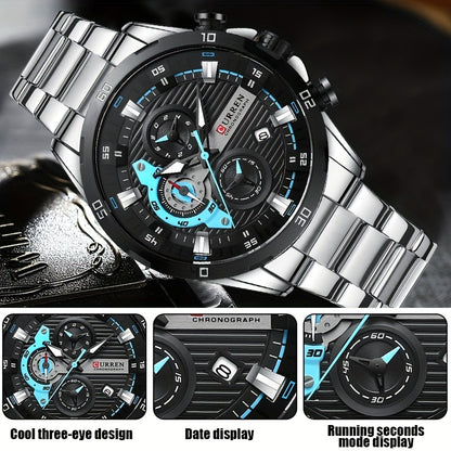 CURREN Men’s Multifunction Chronograph Stainless Steel Watch