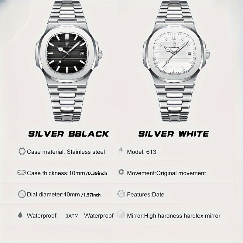 POEDAGAR High Quality Ultra-thin Calendar Quartz Business Men's Casual Watch