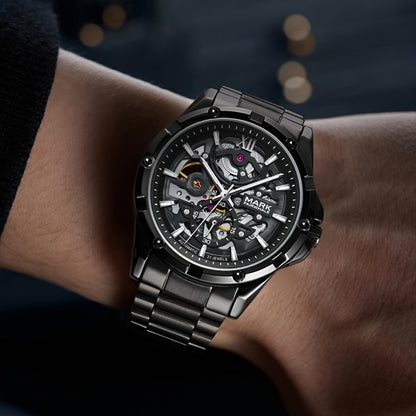 MARK FAIRWHALE Men's Mechanical Watch - Automatic winding, Stainless Steel Case & Dial, Luminous Hands for Day/Night Visibility, Business & Formal/Casual Events - No Battery Needed, Ideal Father's Day/Graduation/Teacher's Day