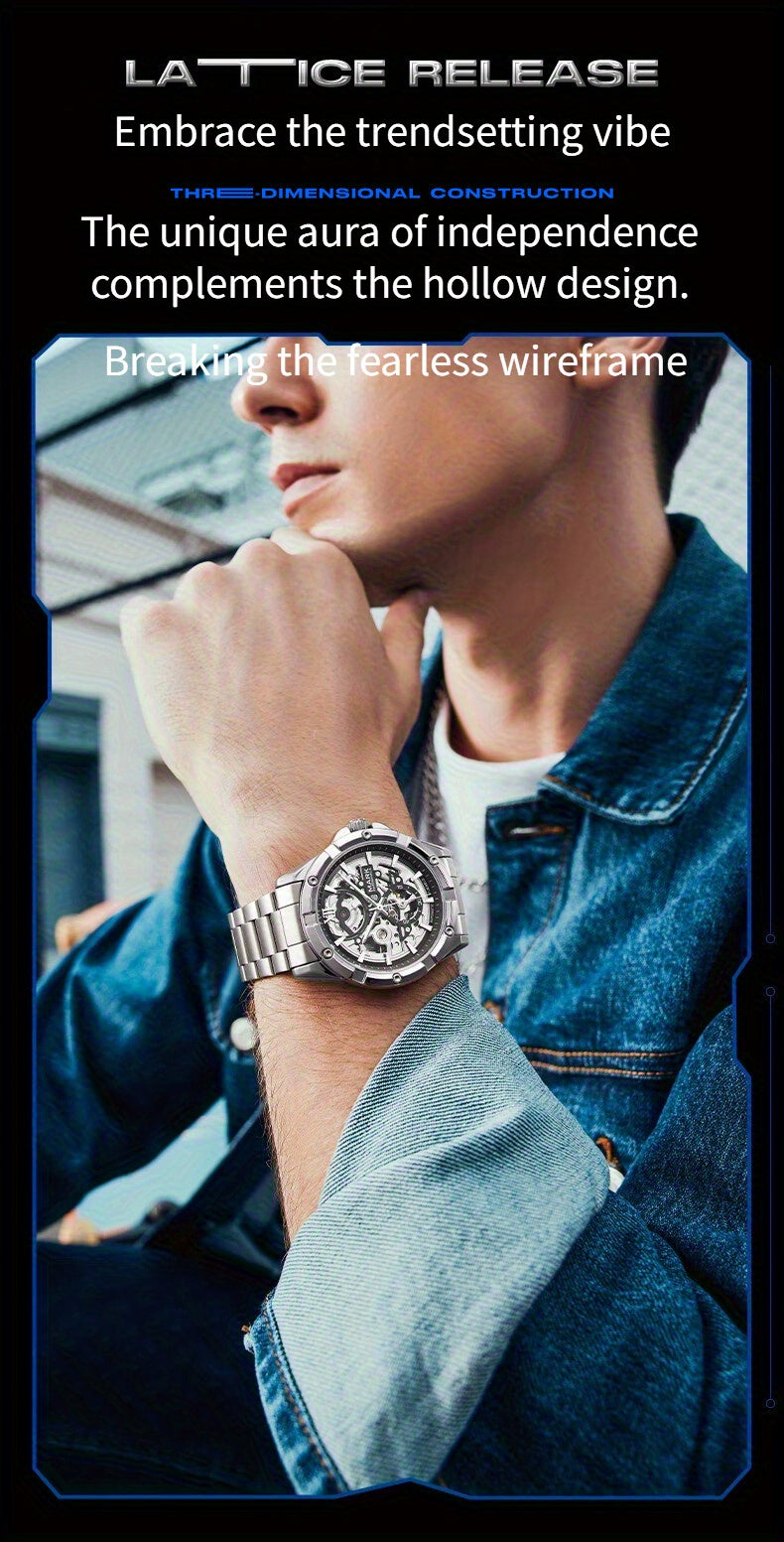 MARK FAIRWHALE Men's Mechanical Watch - Automatic winding, Stainless Steel Case & Dial, Luminous Hands for Day/Night Visibility, Business & Formal/Casual Events - No Battery Needed, Ideal Father's Day/Graduation/Teacher's Day