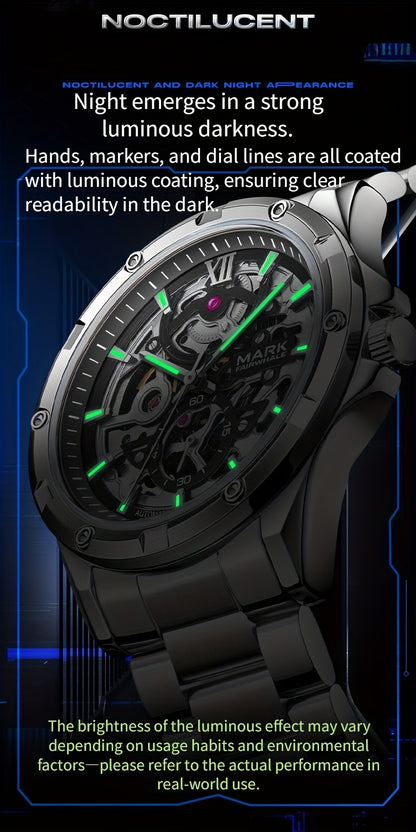 MARK FAIRWHALE Men's Mechanical Watch - Automatic winding, Stainless Steel Case & Dial, Luminous Hands for Day/Night Visibility, Business & Formal/Casual Events - No Battery Needed, Ideal Father's Day/Graduation/Teacher's Day