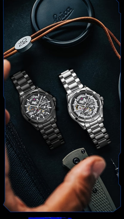 MARK FAIRWHALE Men's Mechanical Watch - Automatic winding, Stainless Steel Case & Dial, Luminous Hands for Day/Night Visibility, Business & Formal/Casual Events - No Battery Needed, Ideal Father's Day/Graduation/Teacher's Day