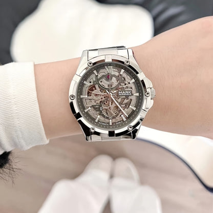 MARK FAIRWHALE Men's Mechanical Watch - Automatic winding, Stainless Steel Case & Dial, Luminous Hands for Day/Night Visibility, Business & Formal/Casual Events - No Battery Needed, Ideal Father's Day/Graduation/Teacher's Day