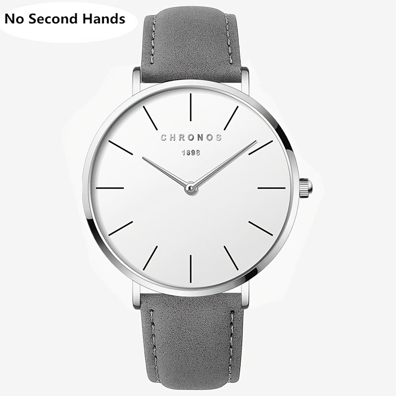 CHRONOS Men'S Classic Minimalist Watch - High Quality up to 30m, Quartz Movement Watch with Black Strap, Everyday & Formal Wear for Business, Sports, Gifts - Ideal for Men, Students, Professionals - Birthday/Christmas Present