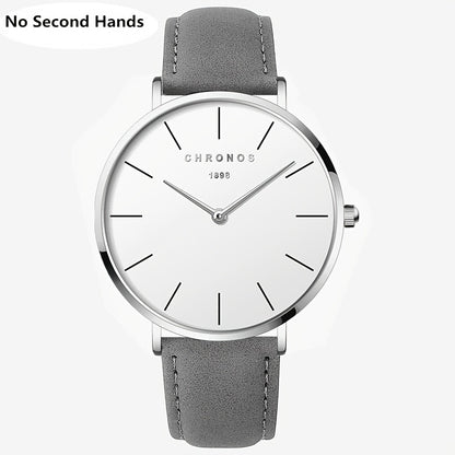 CHRONOS Men'S Classic Minimalist Watch - High Quality up to 30m, Quartz Movement Watch with Black Strap, Everyday & Formal Wear for Business, Sports, Gifts - Ideal for Men, Students, Professionals - Birthday/Christmas Present