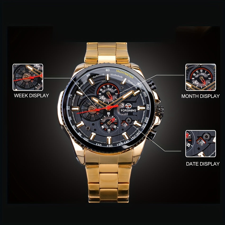1pc Men's Automatic Mechanical Watch with Calendar, Gift Idea for Him