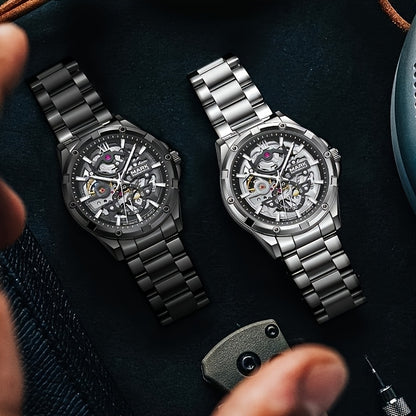 MARK FAIRWHALE Men's Mechanical Watch - Automatic winding, Stainless Steel Case & Dial, Luminous Hands for Day/Night Visibility, Business & Formal/Casual Events - No Battery Needed, Ideal Father's Day/Graduation/Teacher's Day