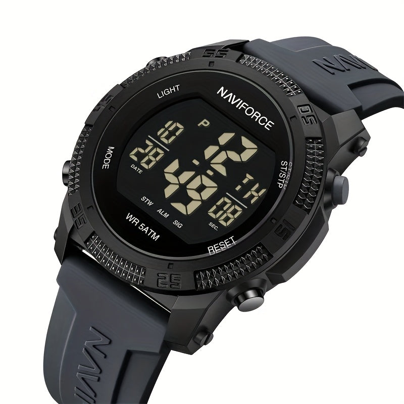 NAVIFORCE Men'S Sport Chronograph Watch - Black Dial with Date Display, Alarm, Stopwatch & GPS, Lightweight Design for Fitness & Outdoor Activities, Date Display Watch, Sleek Watch, Durable Watch