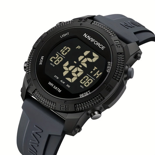 NAVIFORCE Men'S Sport Chronograph Watch - Black Dial with Date Display, Alarm, Stopwatch & GPS, Lightweight Design for Fitness & Outdoor Activities, Date Display Watch, Sleek Watch, Durable Watch