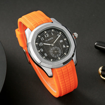 Fashion Watch Men Classic Black Grenade Dial Wristwatch Sport Silicone Strap Dive Auto Date Men's Watches Customs Free Products, Unique Watches For Men, Mechanical Watches For Men High Quality, Business Accessory, Daily Wear