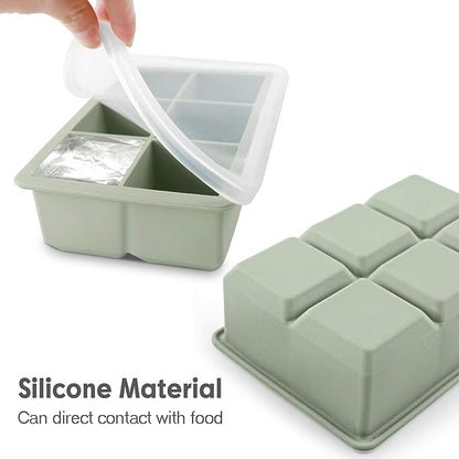 Silicone Ice Cube Trays 3 Pack – Large Square Ice Molds with Lids | BPA-Free, Flexible & Stackable (Pink, Green, Blue)