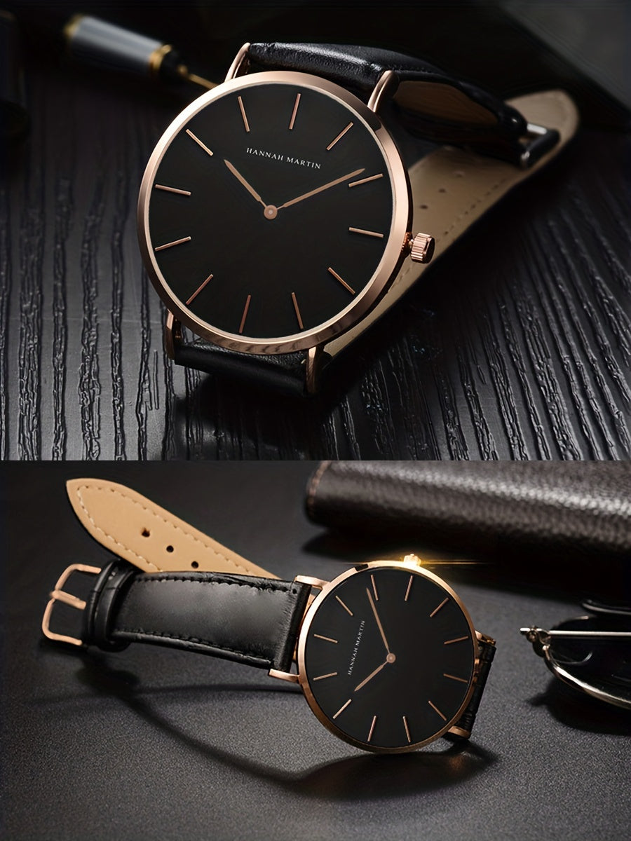 Hannah Brand Men'S Watch Features a Slim 6.9Mm Design with a Minimalist Dial, Perfect for Stylish Business Occasions.