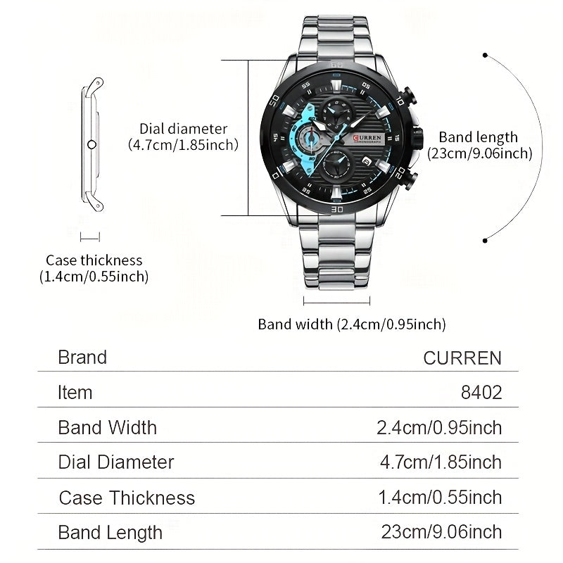 CURREN Men’s Multifunction Chronograph Stainless Steel Watch