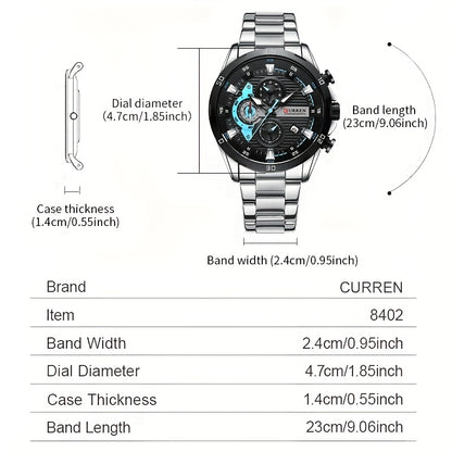 CURREN Men’s Multifunction Chronograph Stainless Steel Watch
