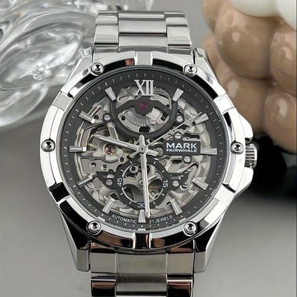 MARK FAIRWHALE Men's Mechanical Watch - Automatic winding, Stainless Steel Case & Dial, Luminous Hands for Day/Night Visibility, Business & Formal/Casual Events - No Battery Needed, Ideal Father's Day/Graduation/Teacher's Day