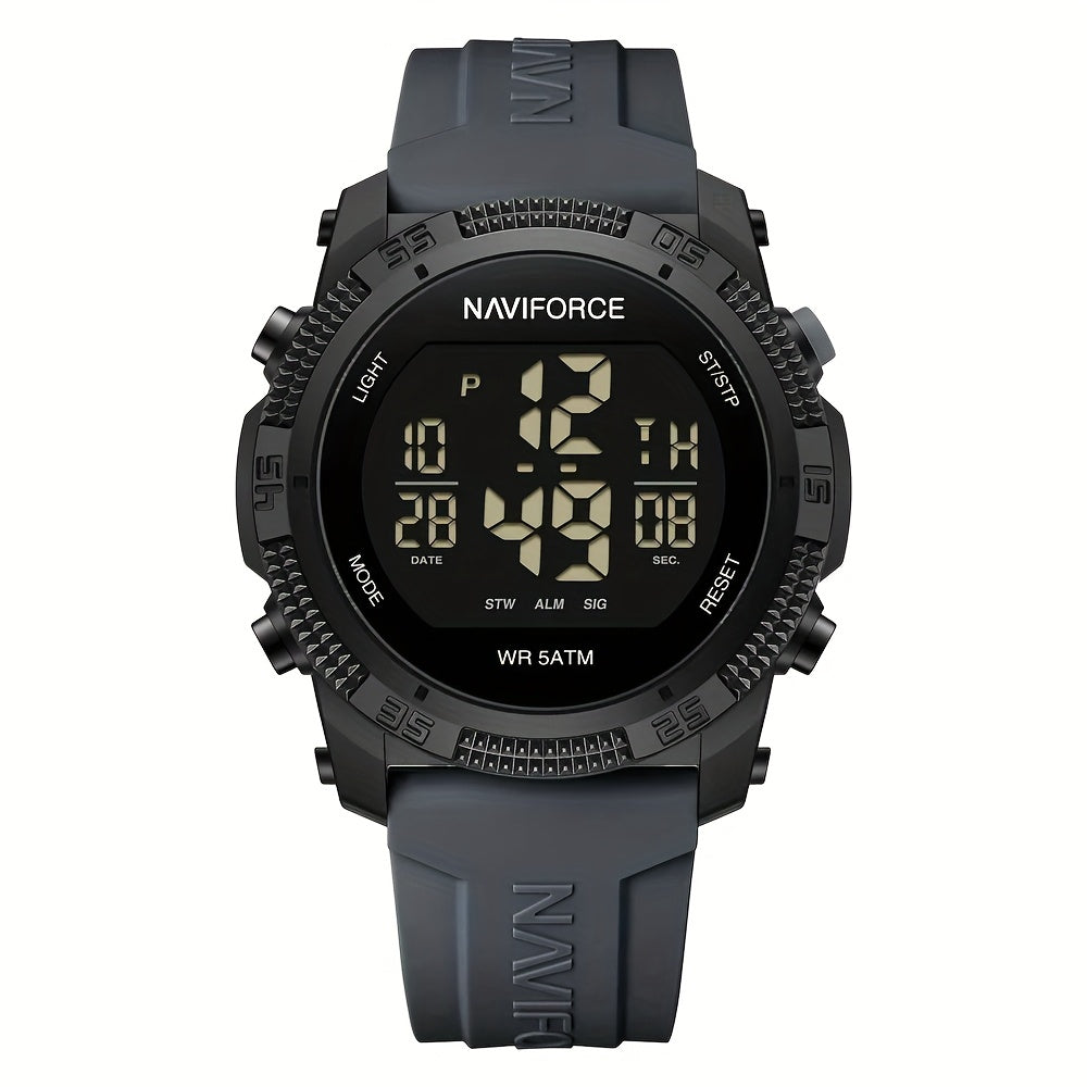 NAVIFORCE Men'S Sport Chronograph Watch - Black Dial with Date Display, Alarm, Stopwatch & GPS, Lightweight Design for Fitness & Outdoor Activities, Date Display Watch, Sleek Watch, Durable Watch