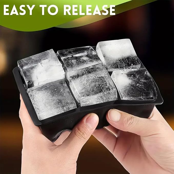 Silicone Ice Cube Trays 3 Pack – Large Square Ice Molds with Lids | BPA-Free, Flexible & Stackable (Pink, Green, Blue)