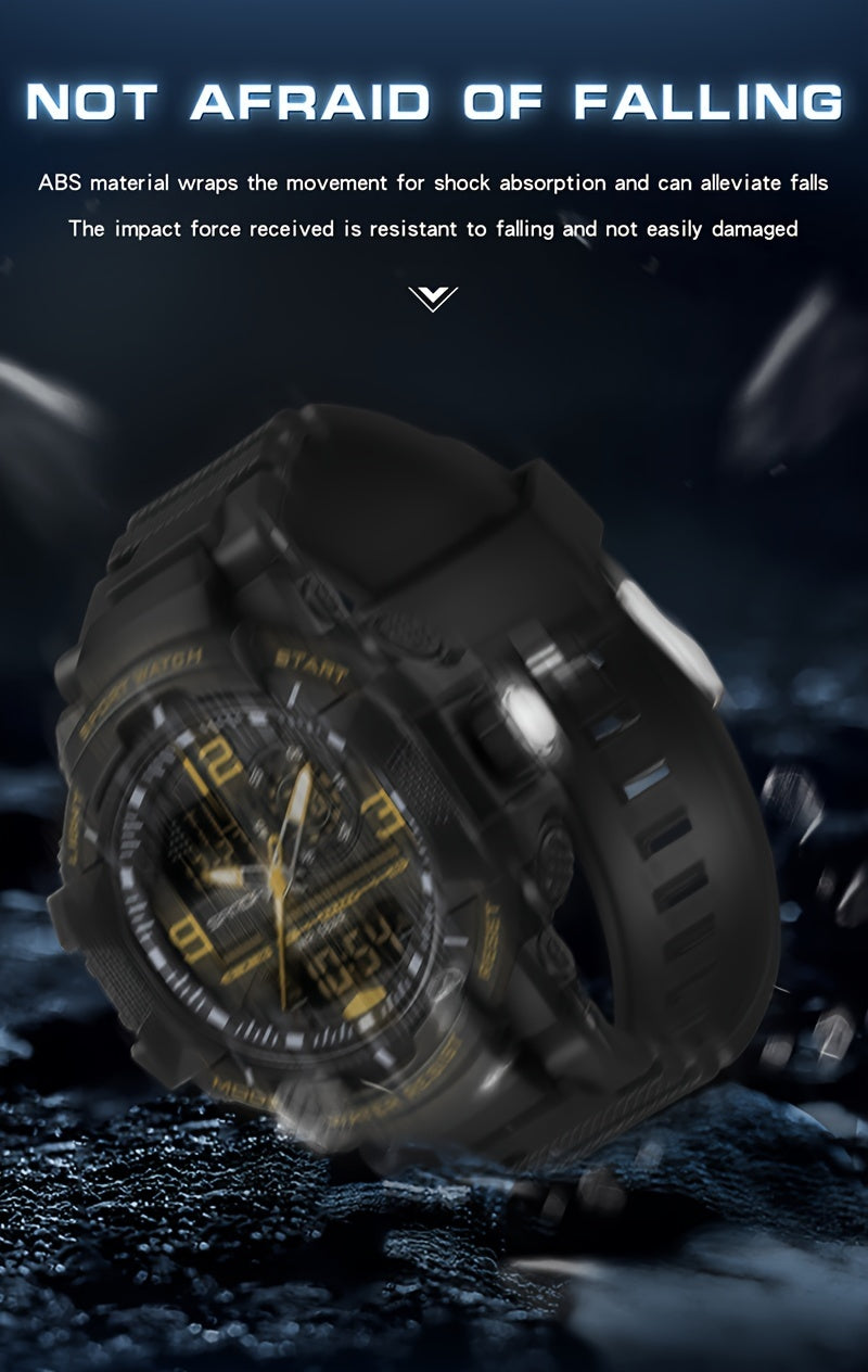 SANDA Men's Sports Watch - Multifunctional LED Digital Chronograph with Black Rubber Strap, Luminous Calendar, Stopwatch & Backlight, 5ATM Depth Resistance, Ideal for Outdoor Activities