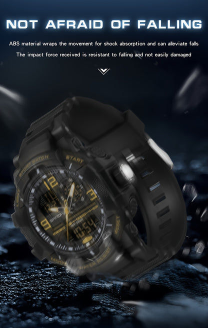 SANDA Men's Sports Watch - Multifunctional LED Digital Chronograph with Black Rubber Strap, Luminous Calendar, Stopwatch & Backlight, 5ATM Depth Resistance, Ideal for Outdoor Activities