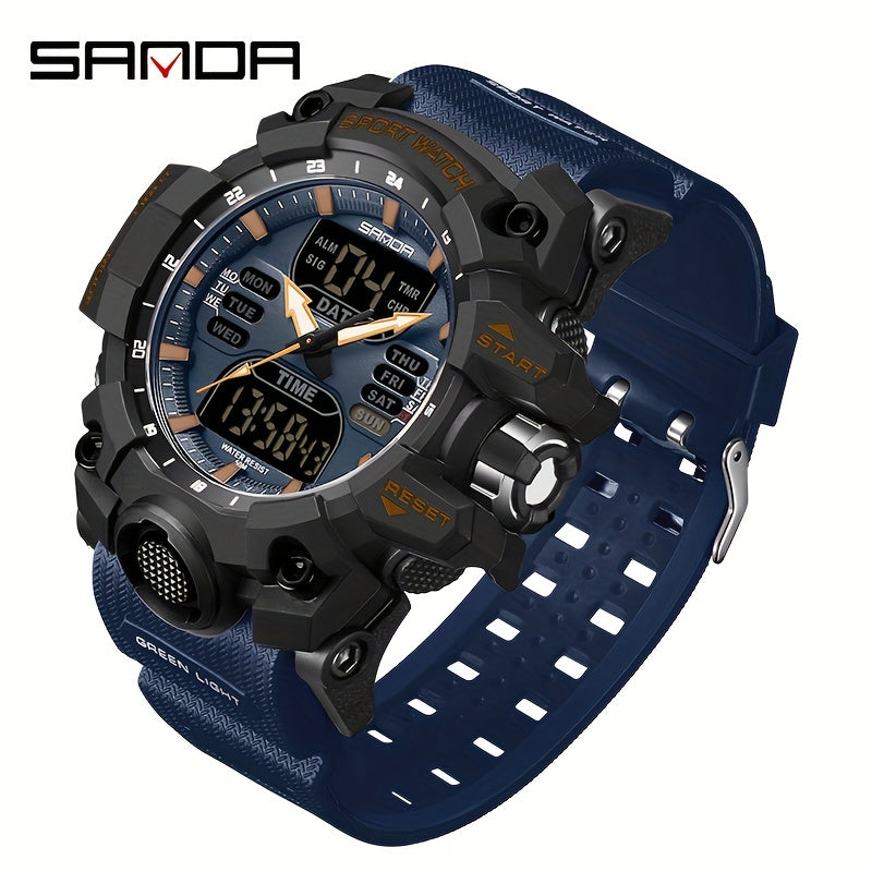 SANDA Sport Watch - Multi-Functional 24-Hour Digital Display, 50m Waterproof, Durable Synthetic Resin Case & Rubber Strap, Ideal for Outdoor Activities, Sports Watch, Active Lifestyle Accessory, Modern Watch Design, Highquali