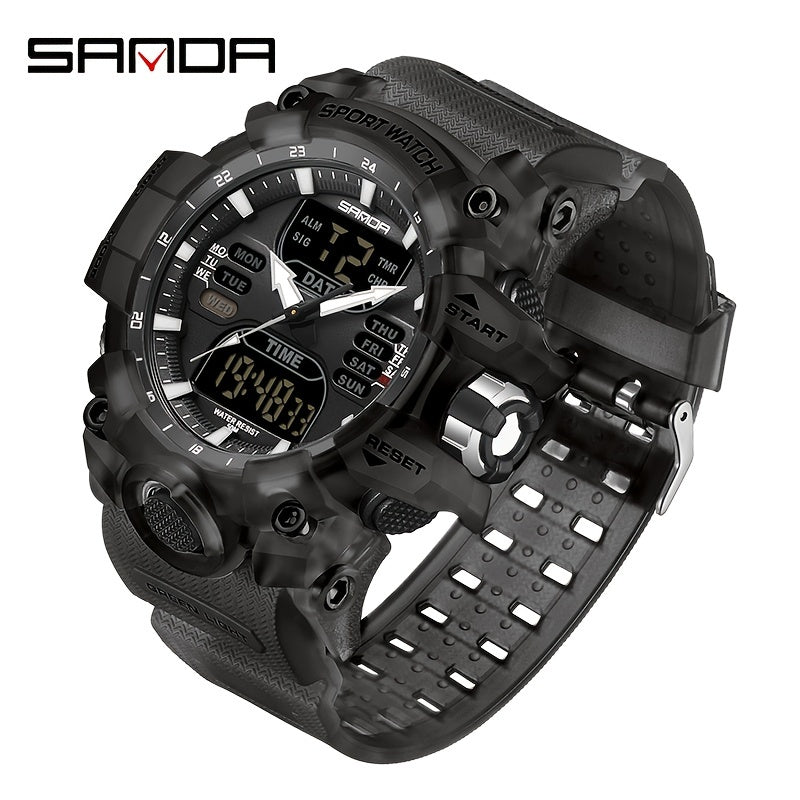 SANDA Sport Watch - Multi-Functional 24-Hour Digital Display, 50m Waterproof, Durable Synthetic Resin Case & Rubber Strap, Ideal for Outdoor Activities, Sports Watch, Active Lifestyle Accessory, Modern Watch Design, Highquali