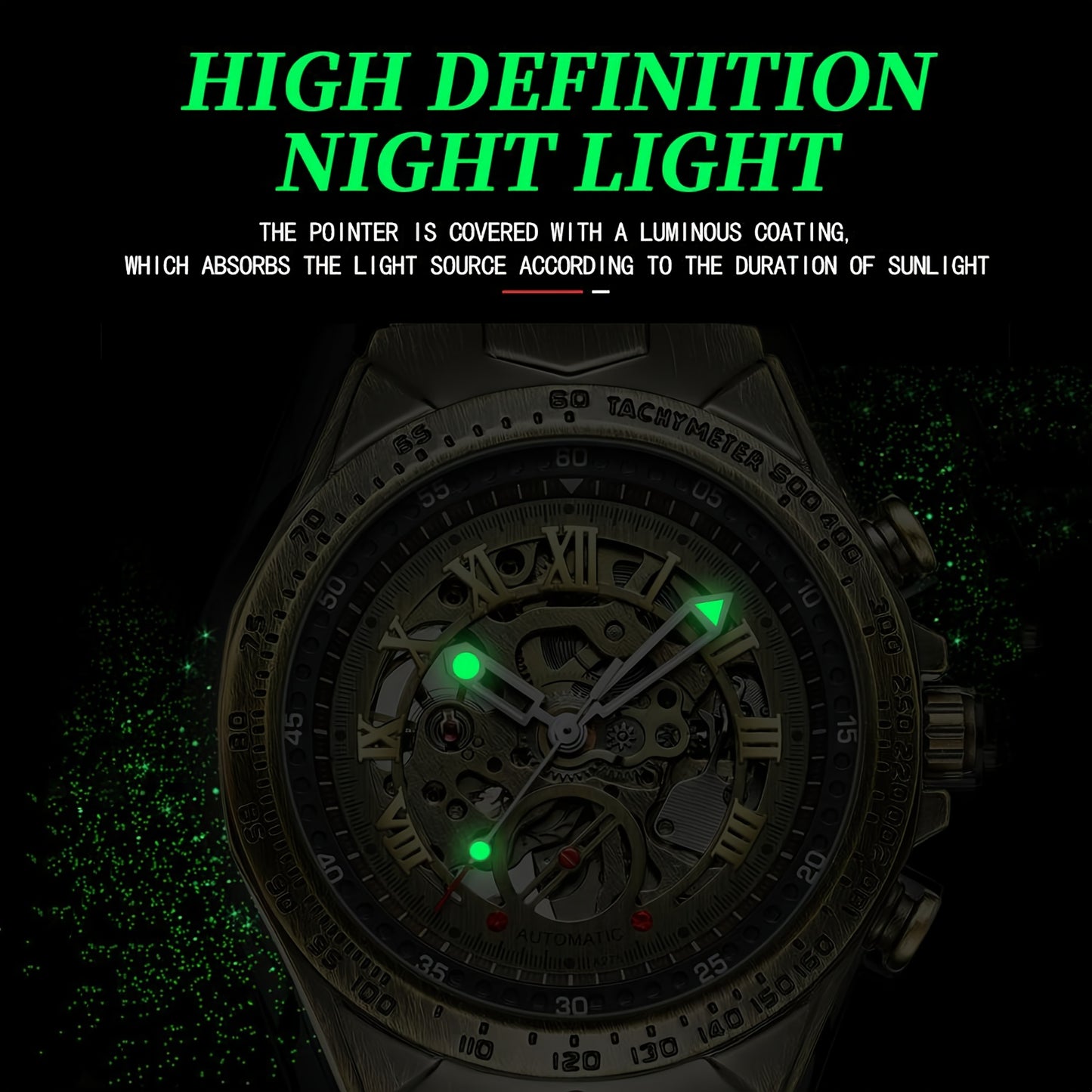 Men's wristwatch, automatic mechanical watch, double-sided skeletonized design, luminous hands, mineral glass mirror surface, fashionable and retro business watch, brown leather strap, casual Men's formal wear accessory, suit