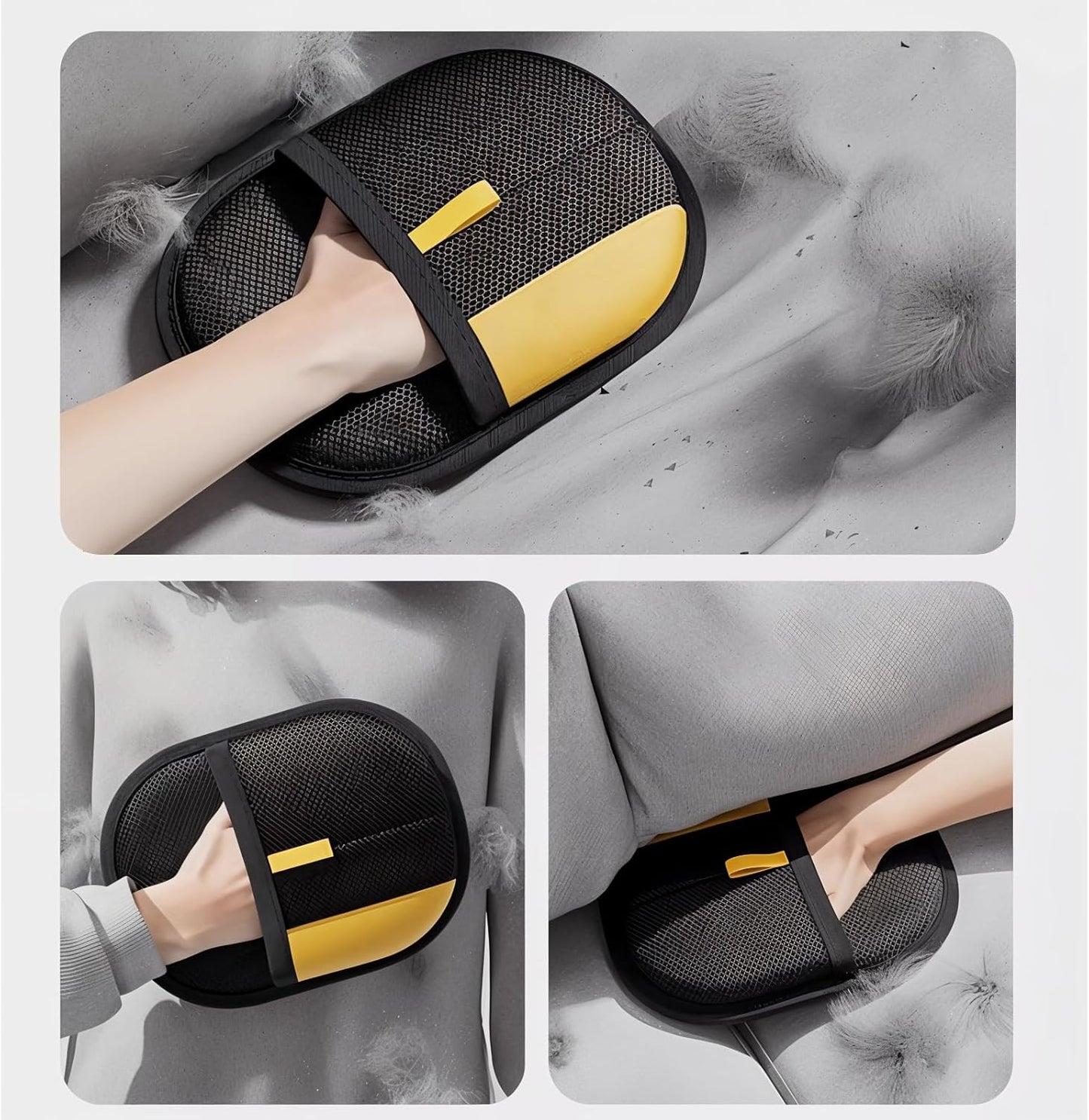 Pet Hair Remover Glove (2 Pcs) – Gentle Cat & Dog Grooming Brush | Deshedding & Reusable Lint Remover for Sofa, Clothes & Car | Washable Pet Supplies UAE