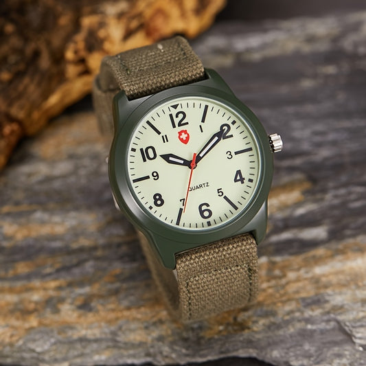 Men's Vintage-Inspired Quartz Watch with Canvas Strap - Casual & Stylish, Perfect for Daily Wear or Outdoor Activities, Doctor & Nurse