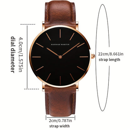 Hannah Brand Men'S Watch Features a Slim 6.9Mm Design with a Minimalist Dial, Perfect for Stylish Business Occasions.