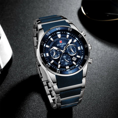 REWARD Men’s Luxury Quartz Chronograph Steel Watch