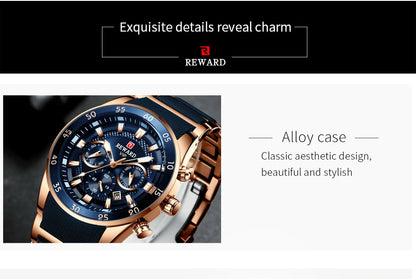 REWARD Men’s Luxury Quartz Chronograph Steel Watch