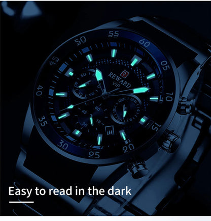 REWARD Men’s Luxury Quartz Chronograph Steel Watch