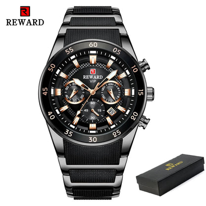REWARD Men’s Luxury Quartz Chronograph Steel Watch