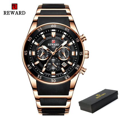 REWARD Men’s Luxury Quartz Chronograph Steel Watch