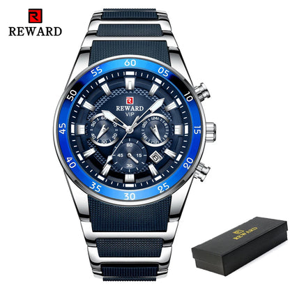 REWARD Men’s Luxury Quartz Chronograph Steel Watch
