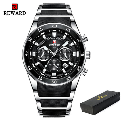 REWARD Men’s Luxury Quartz Chronograph Steel Watch