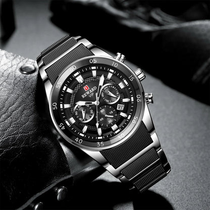 REWARD Men’s Luxury Quartz Chronograph Steel Watch